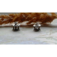 Бусины Pandora Style в форме короны металлические со стразами